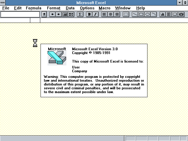 Microsoft Excel 3.0 Splash Screen (1990)